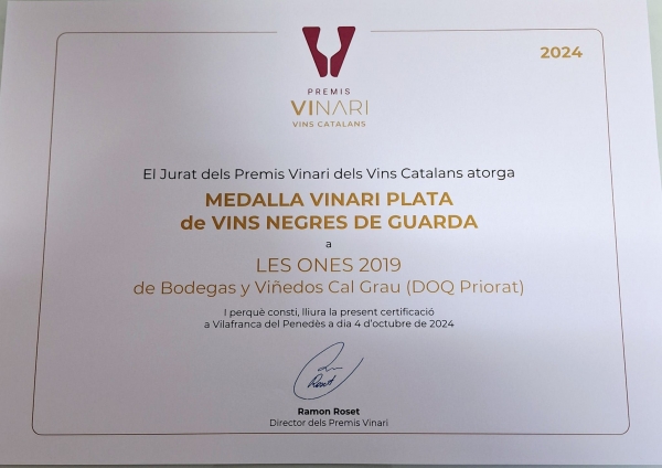 Clos Badaceli Garnacha 2018 y Les Ones 2019 premiados en los Premios Vinari 2024