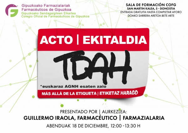 'El TDAH más allá de la etiqueta', charla para la ciudadanía este miércoles en el Colegio Oficial de Farmacéuticos de Gi